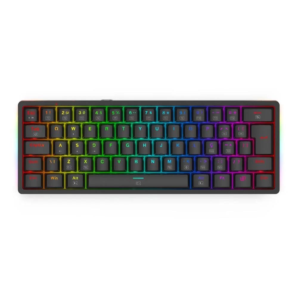 Teclado Gamer Mecânico Redragon Akali RGB Switch Marrom - K642-RGB