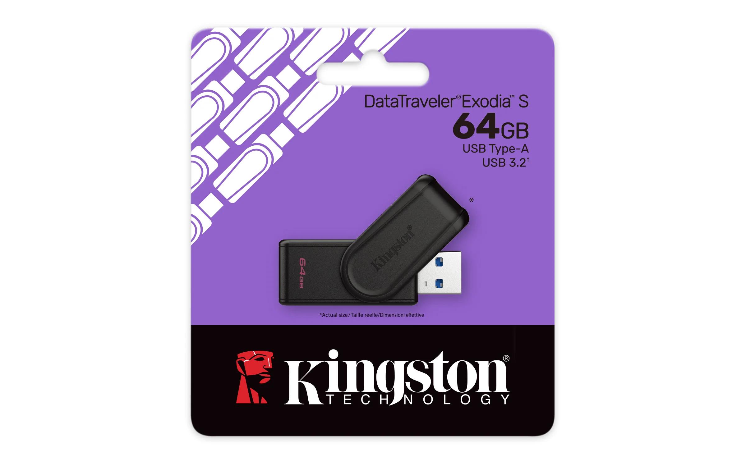 Pen Drive 64GB USB 3.2 Datatraveler Exodia S Preto Kingston