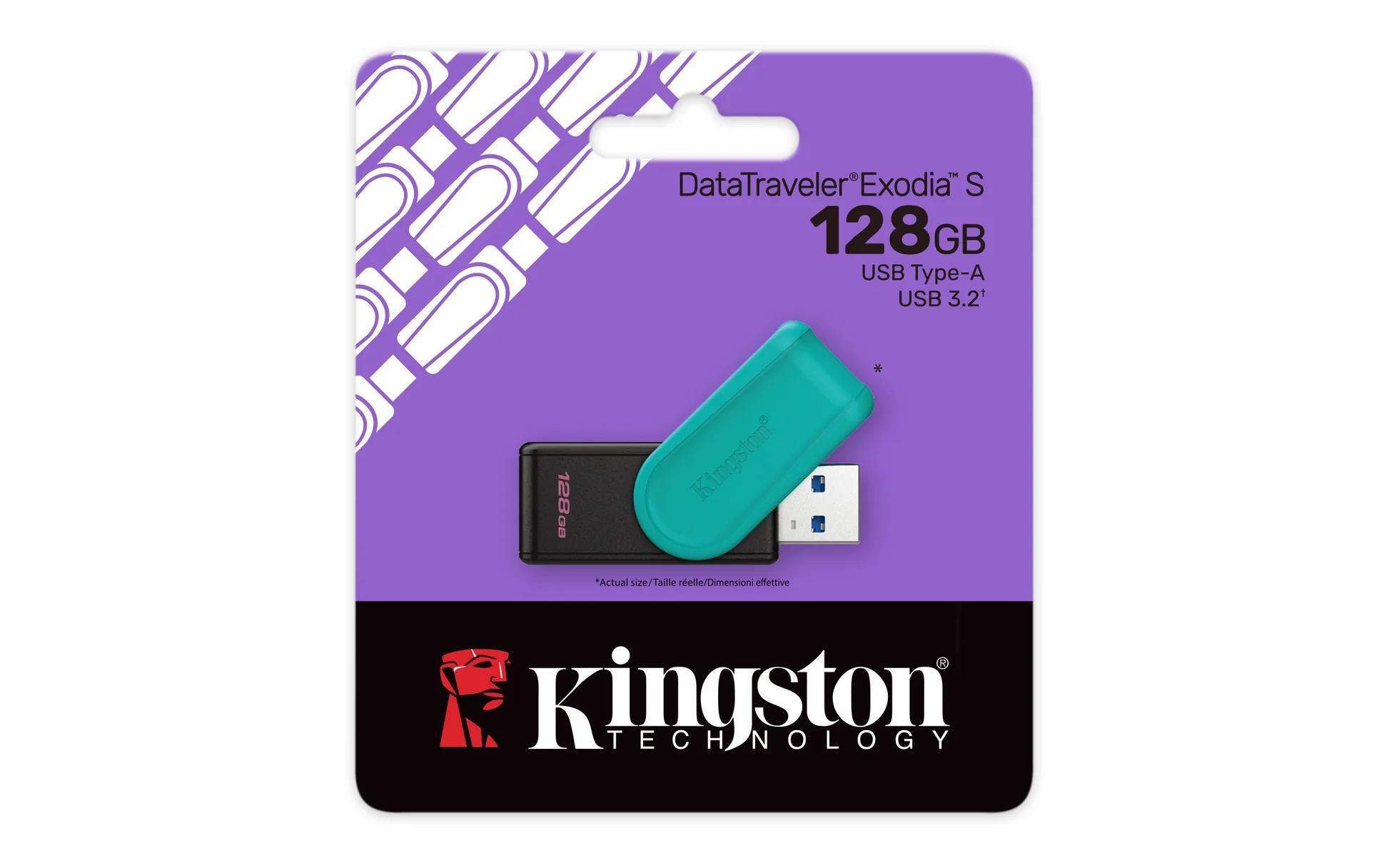 Pen Drive 128GB USB 3.2 Datatraveler Exodia S Preto Kingston