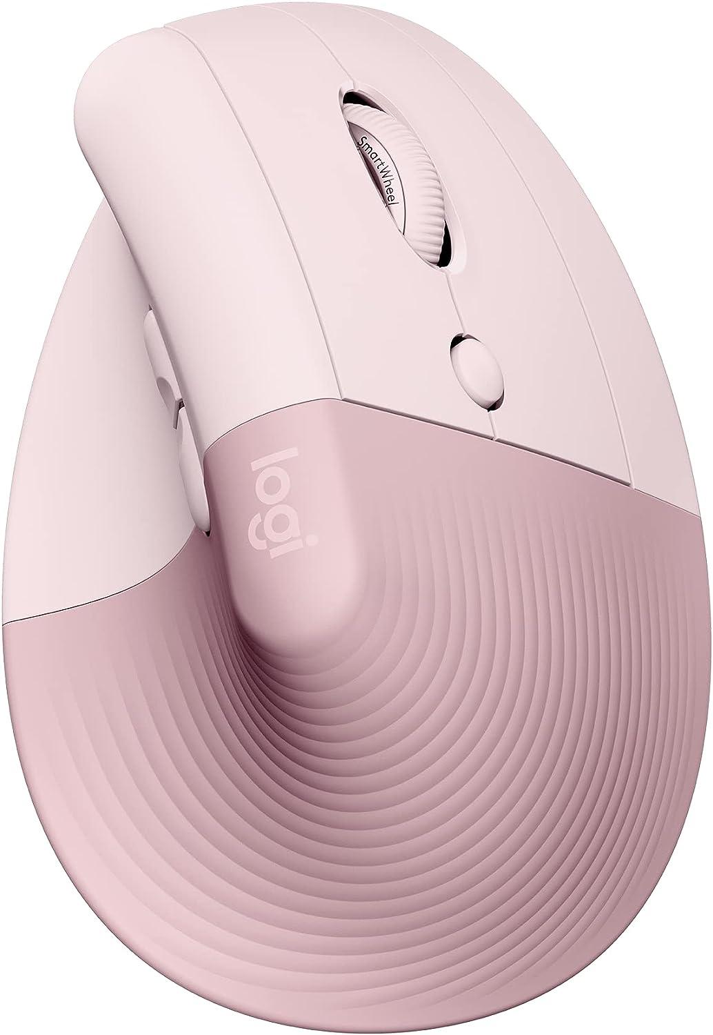 Mouse sem Fio Logitech Lift, 4000 DPI, 6 Botoes, Bluetooth, Ergonômico, USB, Rosa