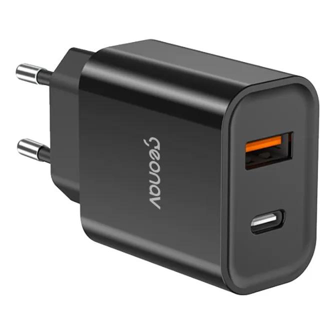 Carregador de Parede Universal Super Power Duo 20W Carregador Ultra Rapido Preto - Geonav