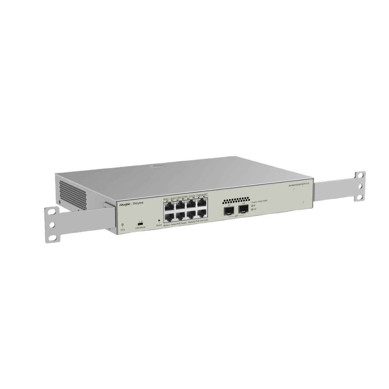 Switch POE Gerenciavel L2 Ruijie 8 Portas Gigabit Ethernet + 2 Portas SFP - Ruijie/Reyee