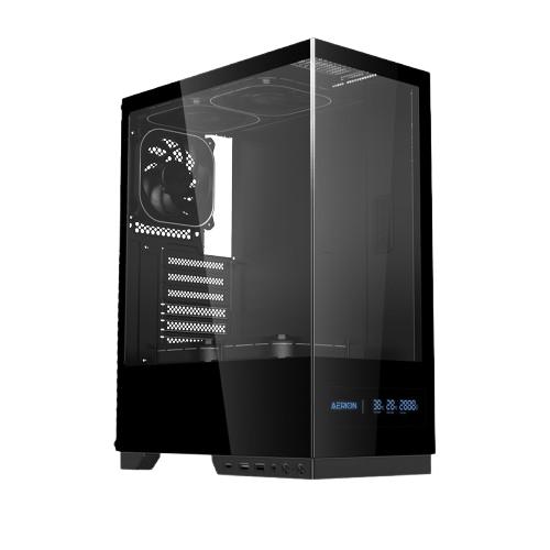 Gabinete Gamer Aerion Arch V1SION Display Digital LED sem Fan GAB130 - Preto