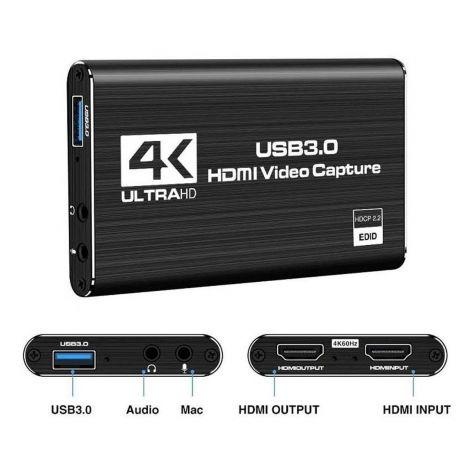 Placa de Captura de Vídeo Hdtv/USB 3.0 HDMI 4K/ 30Hz, 1080P / 60FPS - GV Cabos