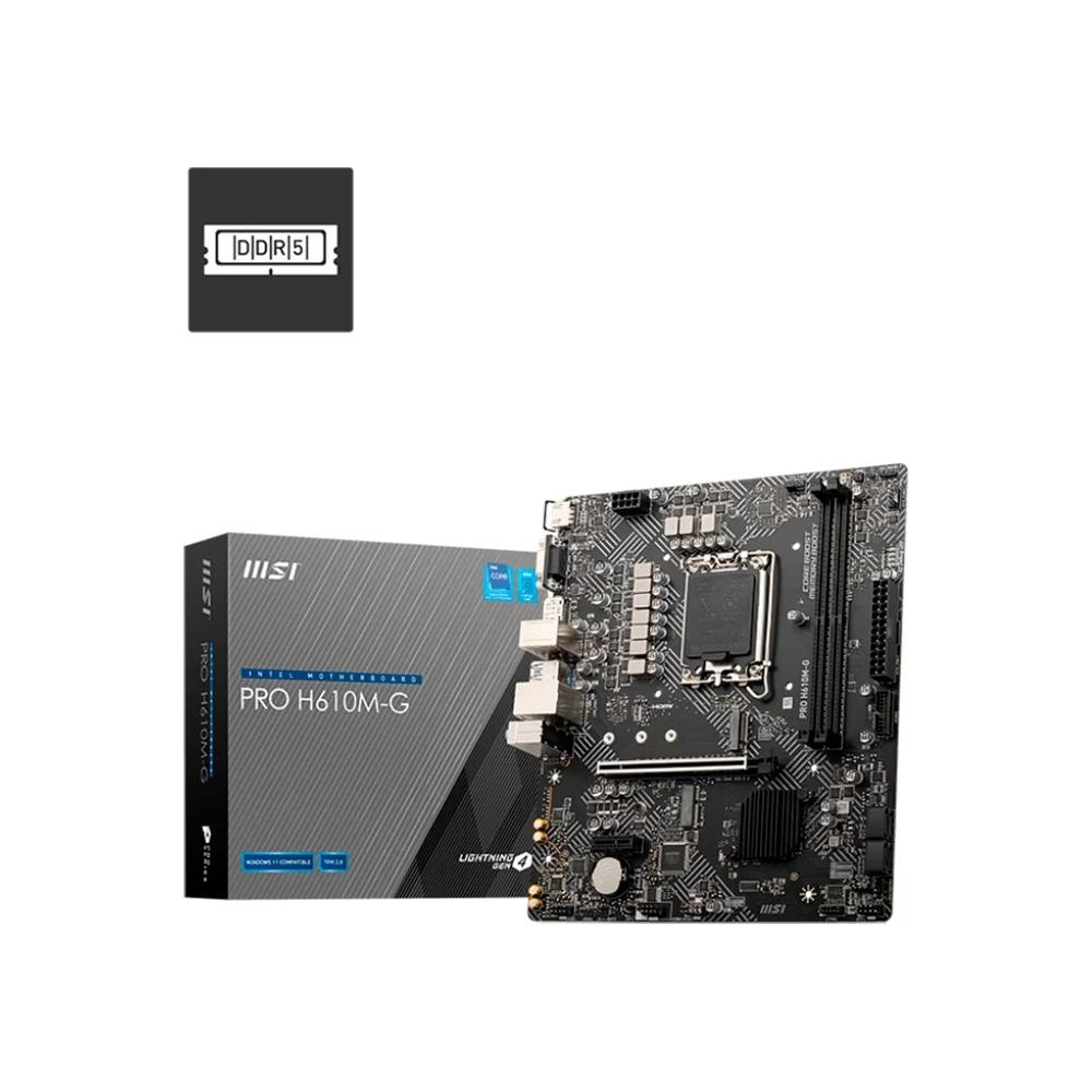 Placa Mãe MSI LGA 1700 Pro H610-G DDR5 MATX HDMI USB 3.2 12/13/14 Ger