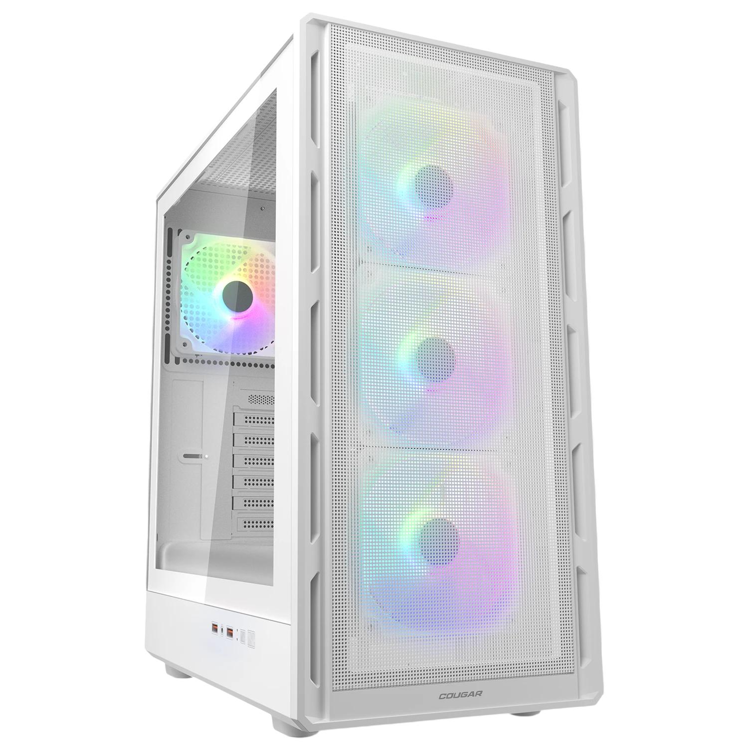 Gabinete Gamer Mid Tower Cougar Airface Pure RGB Branco com 4 Fans - 382GA50.0002