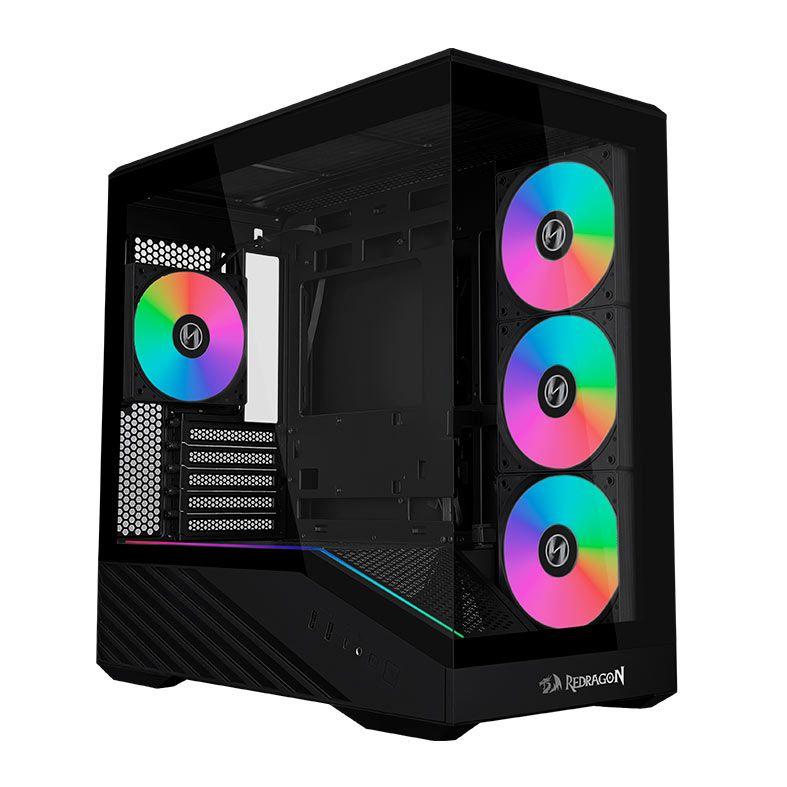 Gabinete Gamer Redragon Lian Li V100R Mini Tower Vidro Temperado ARGB sem Fonte com 4 Fans - Preto