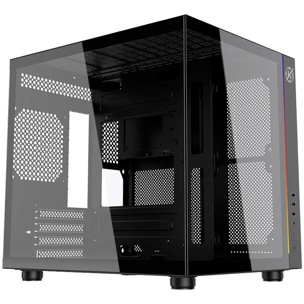 Gabinete Gamer Kalkan Midgard Mini Tower Micro ATX Vidro Temperado sem Fonte sem Fan Preto