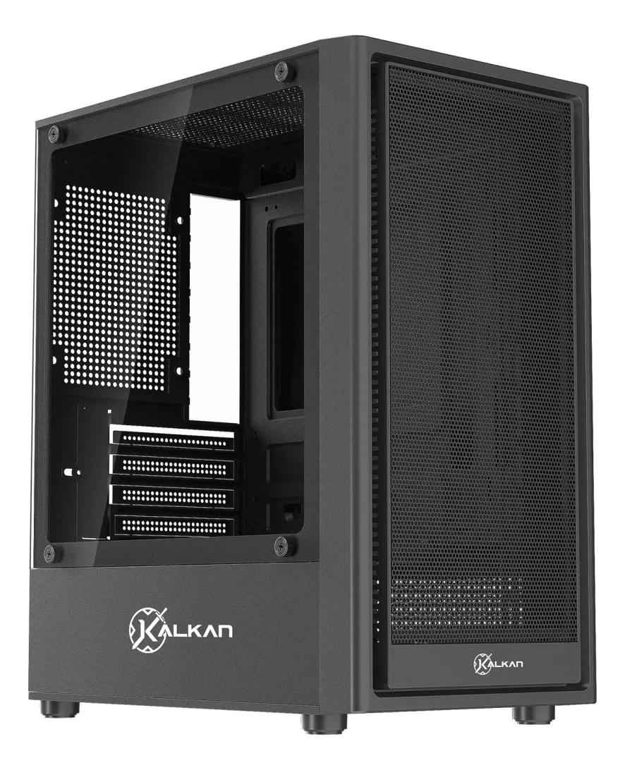 Gabinete Gamer Kalkan Versir Flow Micro ATX Vidro Temperado sem Fonte sem Fan Preto