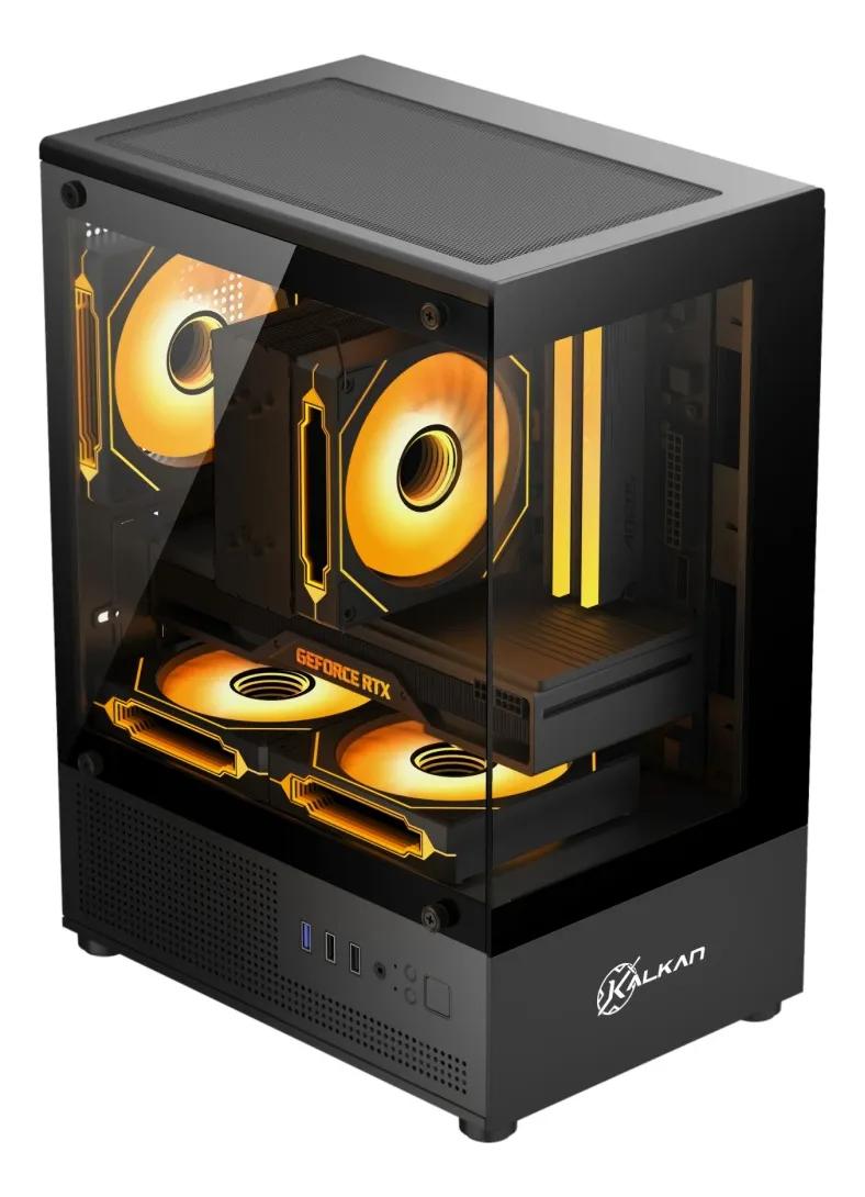 Gabinete Gamer Hakon Micro ATX Vidro Temperado Duplo sem Fonte sem Fan Preto