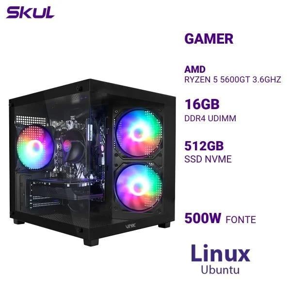 Desktop 5000 Ryzen 5 5600GT 3.6GHz Mem 16GB (2x8) DDR4 SSD 512GB NVMe FONTE500W Linux Ubuntu