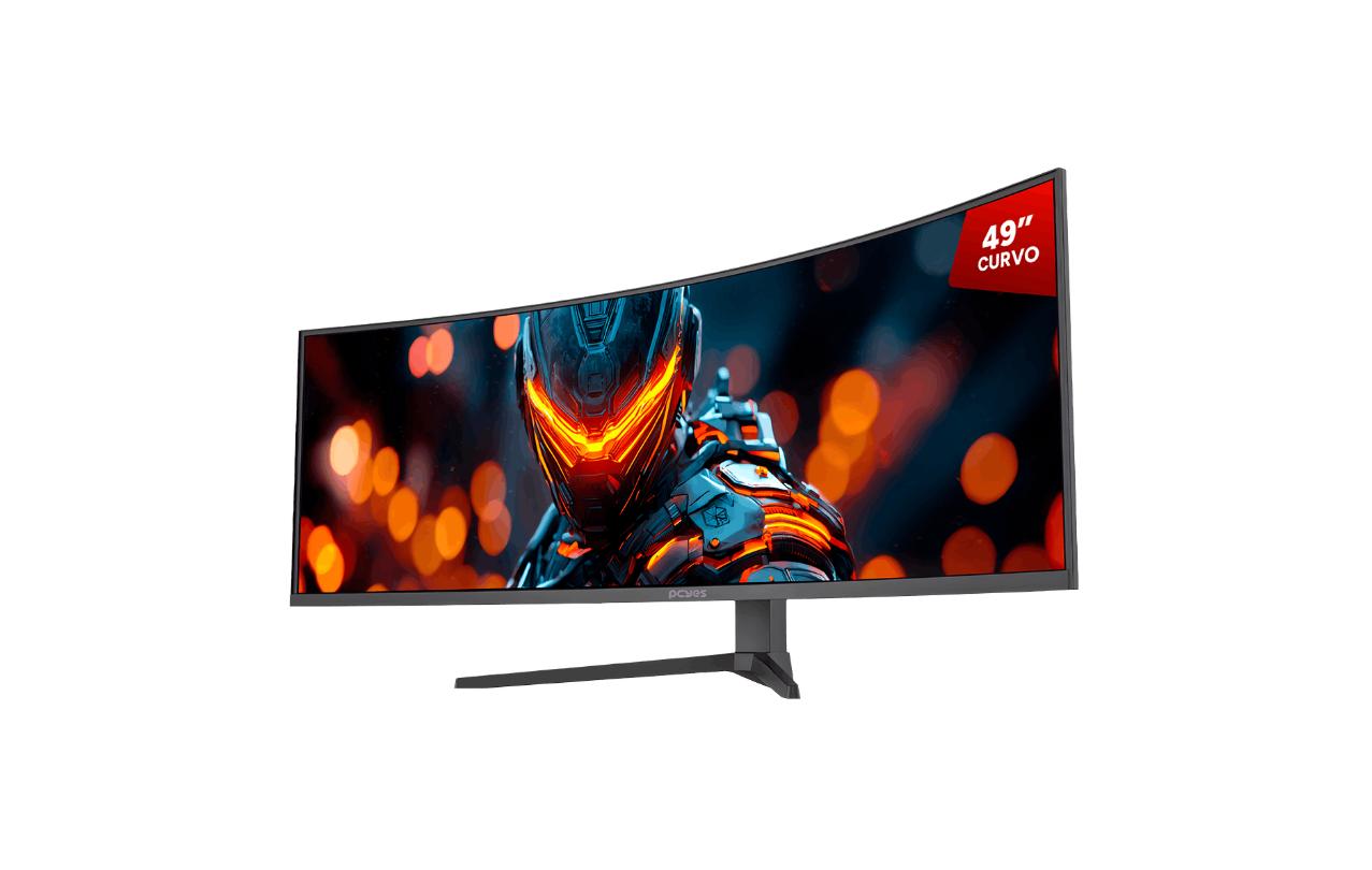 Monitor Gamer Curvo PCYes 49" Dqhd 120Hz 1ms HDMI DP USB-C Has Spreaker FreeSync Black Vulcan