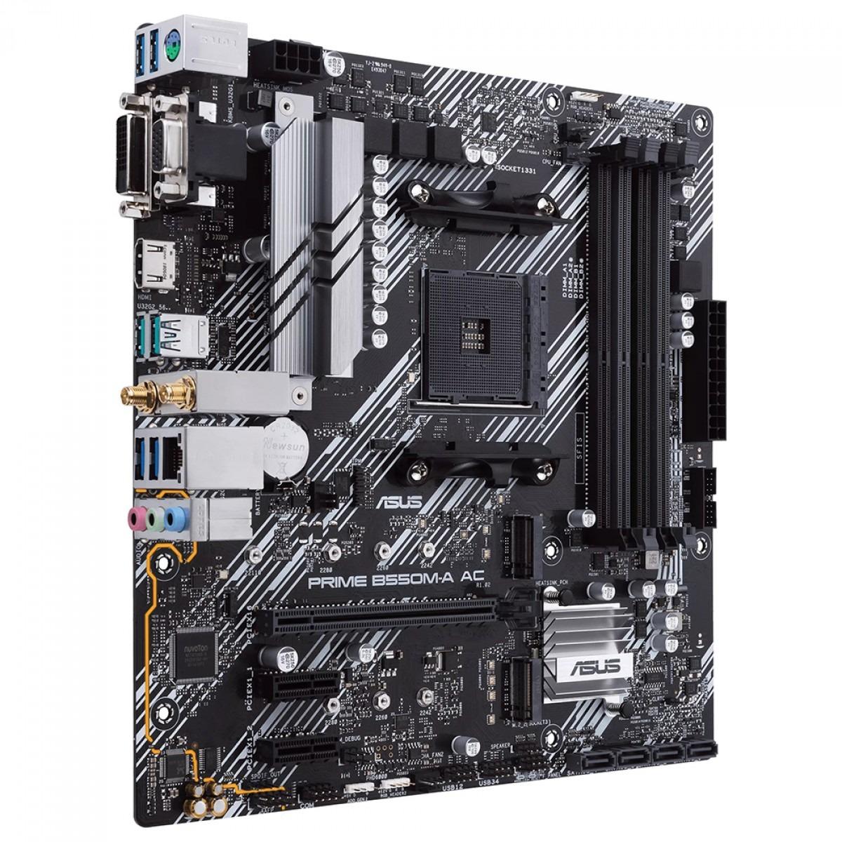 Placa Mãe ASUS Prime B550M-A AC Wi-Fi- AMD AM4 - MATX - VGA/HDMI/DVI