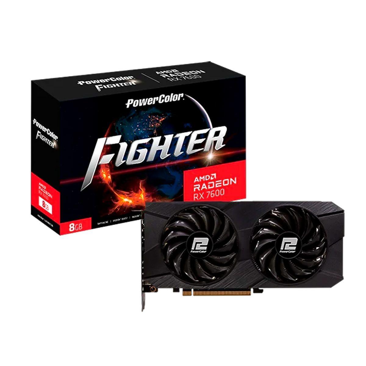 Placa de Vídeo Powercolor AMD Radeon RX 7600 Fighter, 8GB GDDR6, 128-BIT, RX7600-8G-F