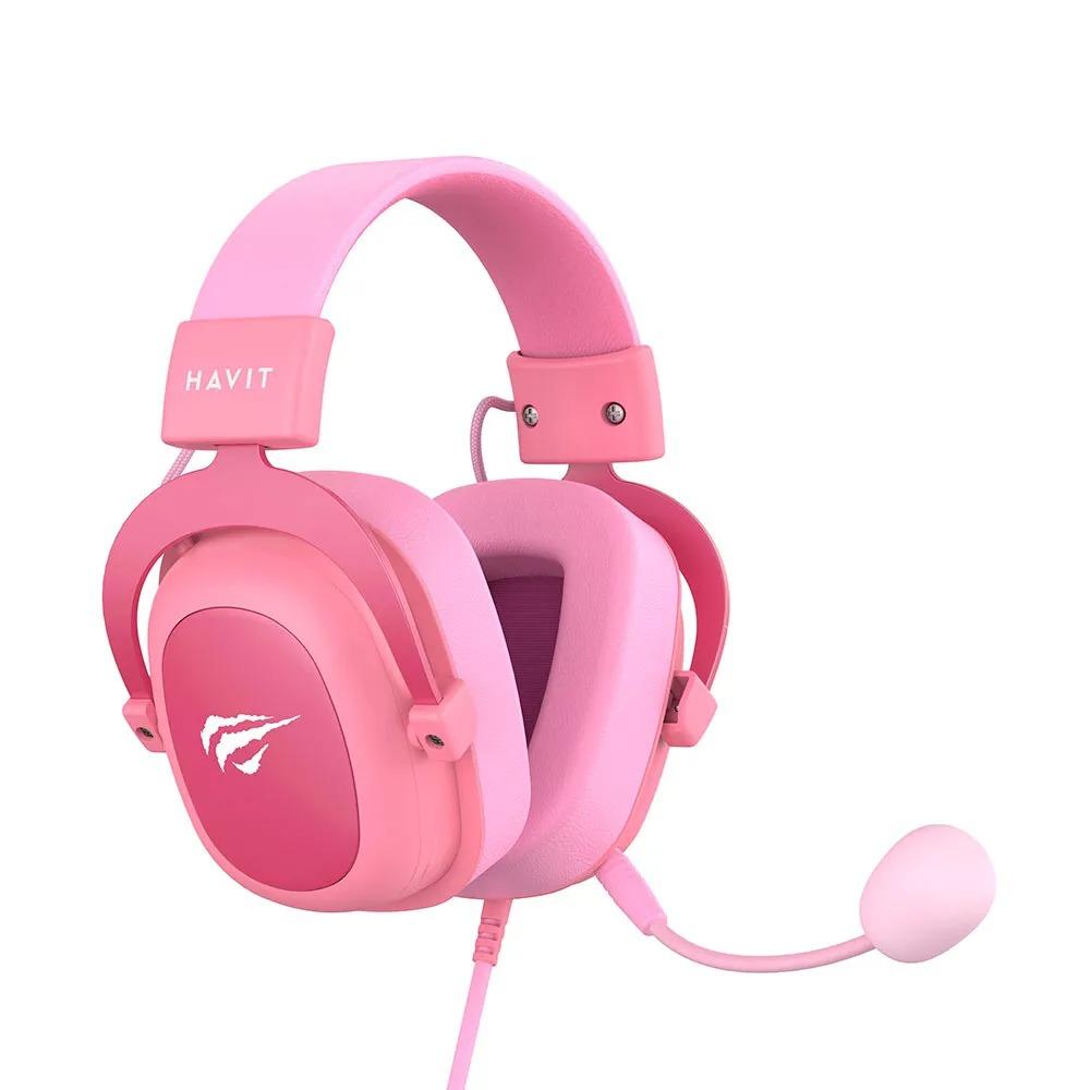 Headset Gamer Havit H2002D, Microfone Destacável, Cancelamento de Ruído Rosa