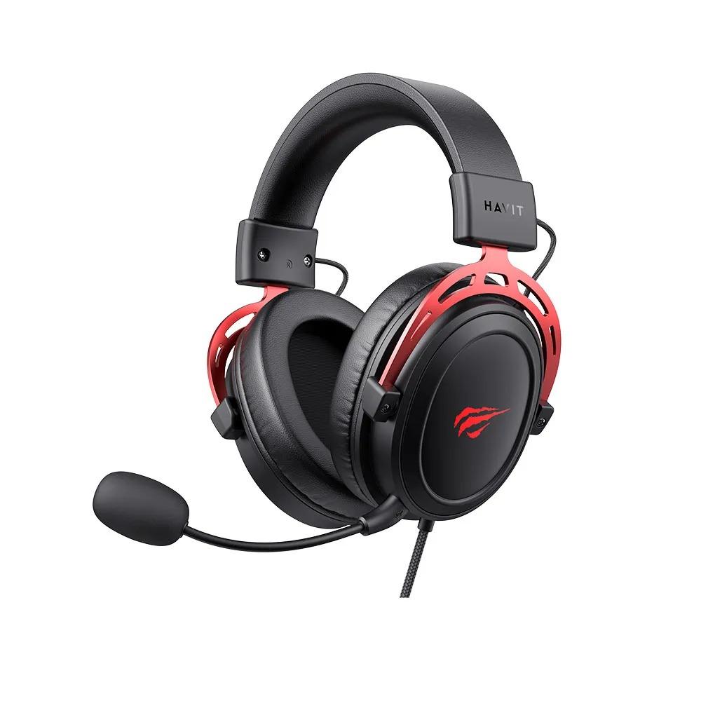 Headset Havit GT-H756D, com Fio, 50mm Preto e Vermelho