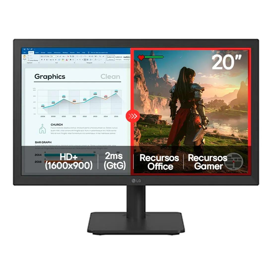 Monitor LG 20" Full HD TN 75Hz 2ms HDMI, VGA -20U401A-B.awzm