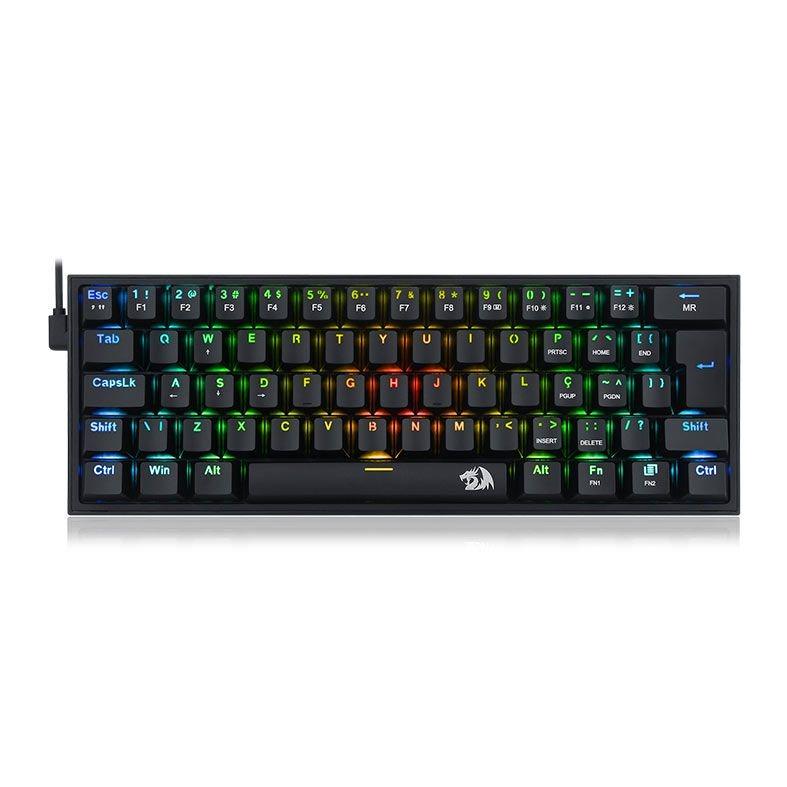 Teclado Mecânico Gamer Redragon Fizz, RGB, Switch Azul, Preto, K617-RGB-B Pt-Blue