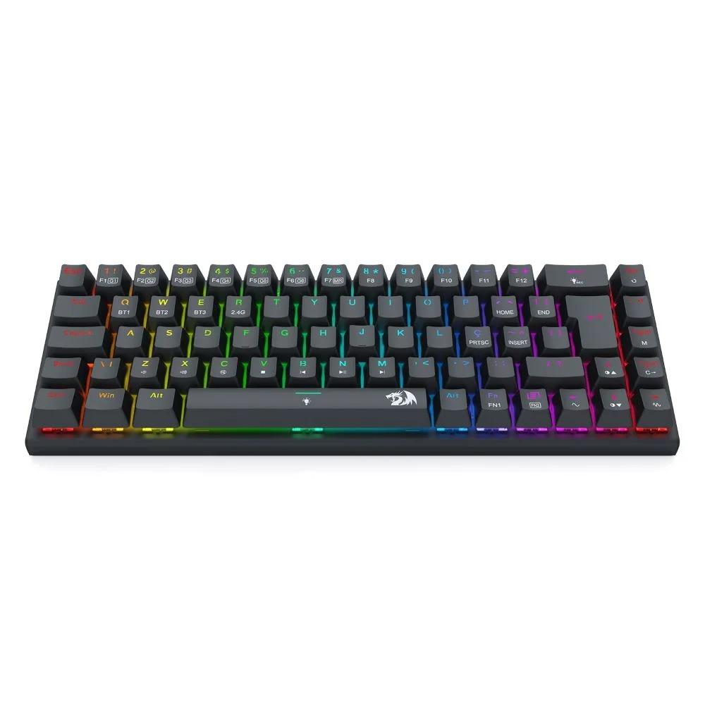 Teclado Mecânico Gamer Ryze Pro RGB Wireless Switch Brown Redragon K633RGB-PRO Preto