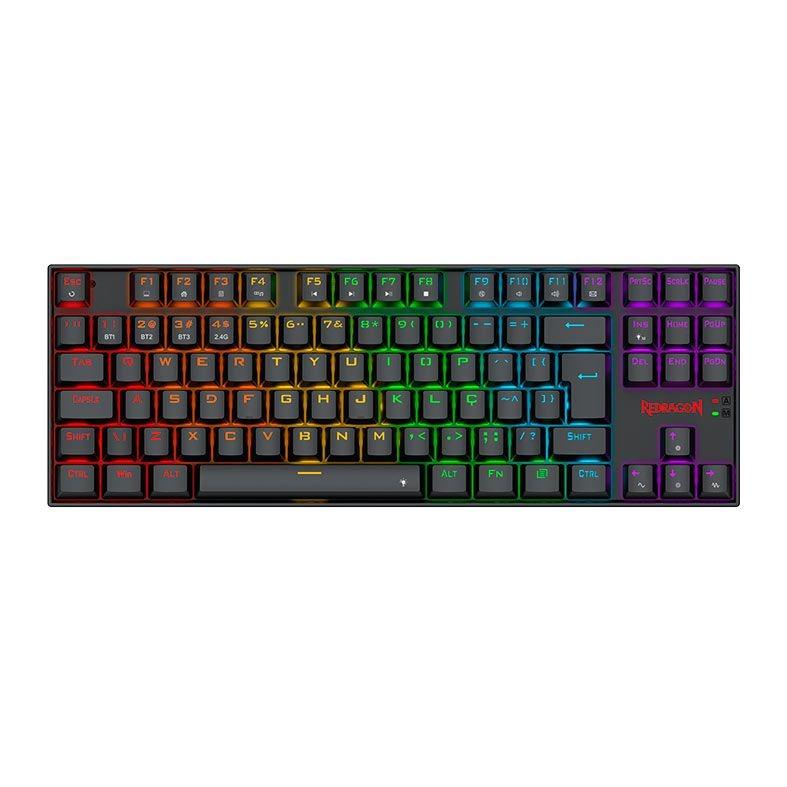 Teclado Gamer Mecânico Redragon Kumara Elite,rainbow, Switch Azul, Wireless, Preto, K552-KRS-PT-BLUE