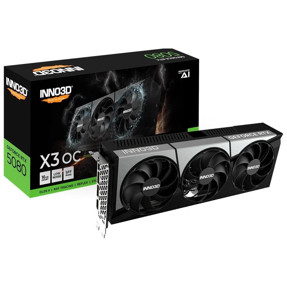 Placa de Vídeo INNO3D GeForce RTX 5080 X3 OC, 16GB, GDDR7, 256-BIT, N50803-16D7X-17603930