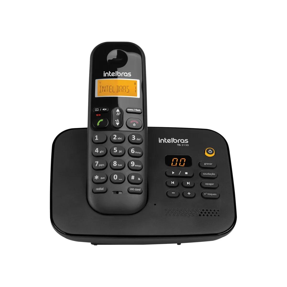 Telefone sem Fio Intelbras TS 3130 com Secretária Eletrônica - Preto