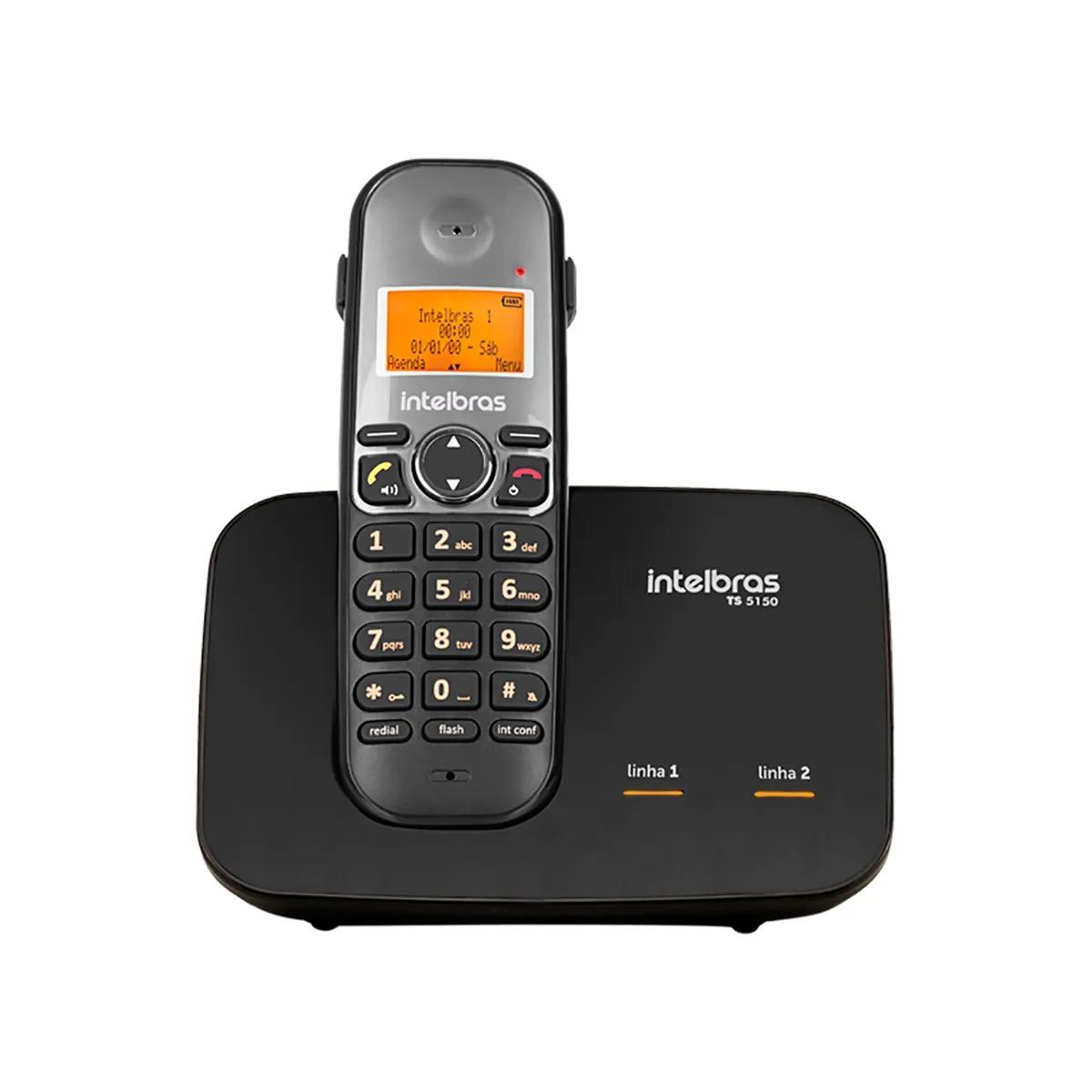 Telefone sem Fio Intelbras TS 5150 com Entrada para 2 Linhas - Preto