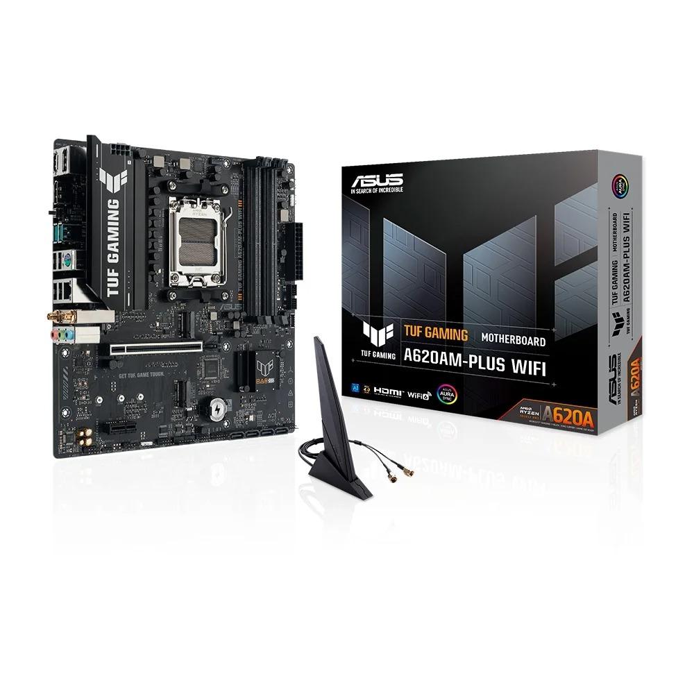 Placa Mãe ASUS Tuf Gaming A620AM-PLUS Wi-Fi - Ryzen AM5 DDR5 - MATX - M.2 NVMe - HDMI/2XDISPLAYPORT