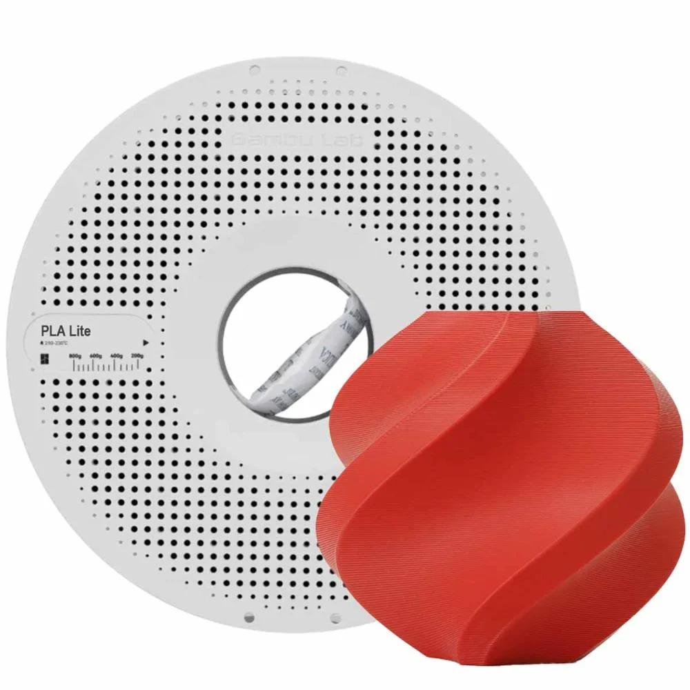 Filamento Impressora 3D Pla Lite Bambu Lab 1.75mm 1kg - Linha A18 Vermelho A18-R0