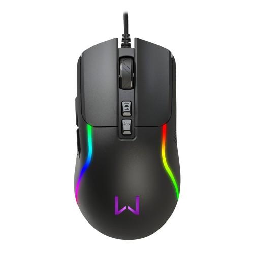 MOUSE GAMER COM FIO WARRIOR LEGACY 7 BOTÕES RAINBOW 36000DPI PRETO - MO399