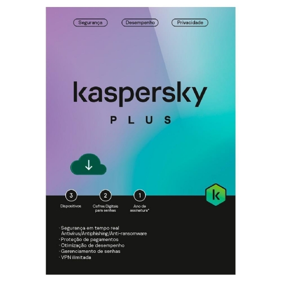 Anti Virus Kaspersky Plus 3 Dispositivos 1 Ano