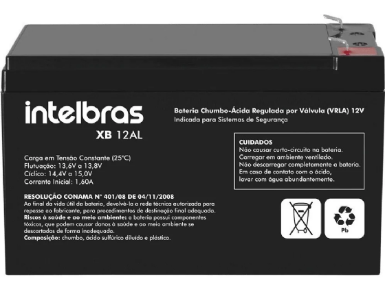 Bateria 12V 06A Vrla - Xb 12AL para Alarmi - Intelbras