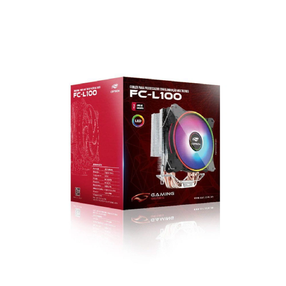 Cooler Fan CPU com LED Multicolorido - C3Tech