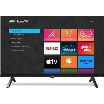Smart TV 32" HD AOC 32S5045/78G Roku TV, Comando de Voz, HDMI, USB, Wi-Fi e Conversor Digital