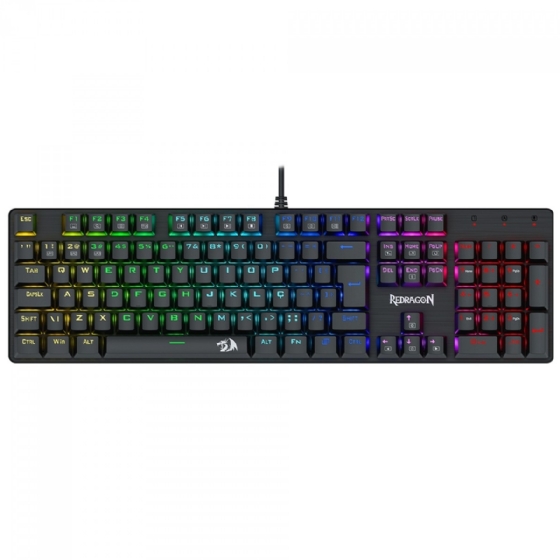 Teclado Gamer Mecânico Redragon Sindri Rainbow, Switch Brown, USB, ABNT2, Full Size, Preto
