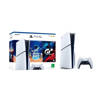 Console Sony PlayStation 5 Slim Disk 1TB Branco + 2 Jogos (Astro Bot e Gran Turismo 7)