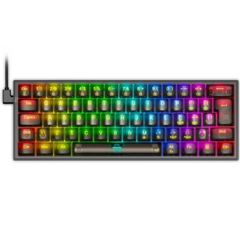 Teclado Gamer Mecânico Redragon Fizz Clear, RGB, USB, Switch Crystal, ABNT2, 60%, Preto