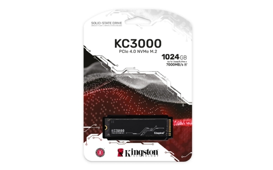 SSD M.2 NVMe 1TB KC3000 PCI-e 4.0 X4, Leitura 7000MB/s, Gravação 6000MB/s, Kingston - Preto