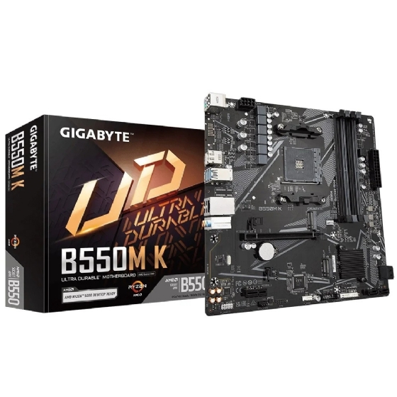 Placa Mãe AM4 Gigabyte B550M K Ultra Durable, DDR4, MATX, Display Port/HDMI, USB 3.0