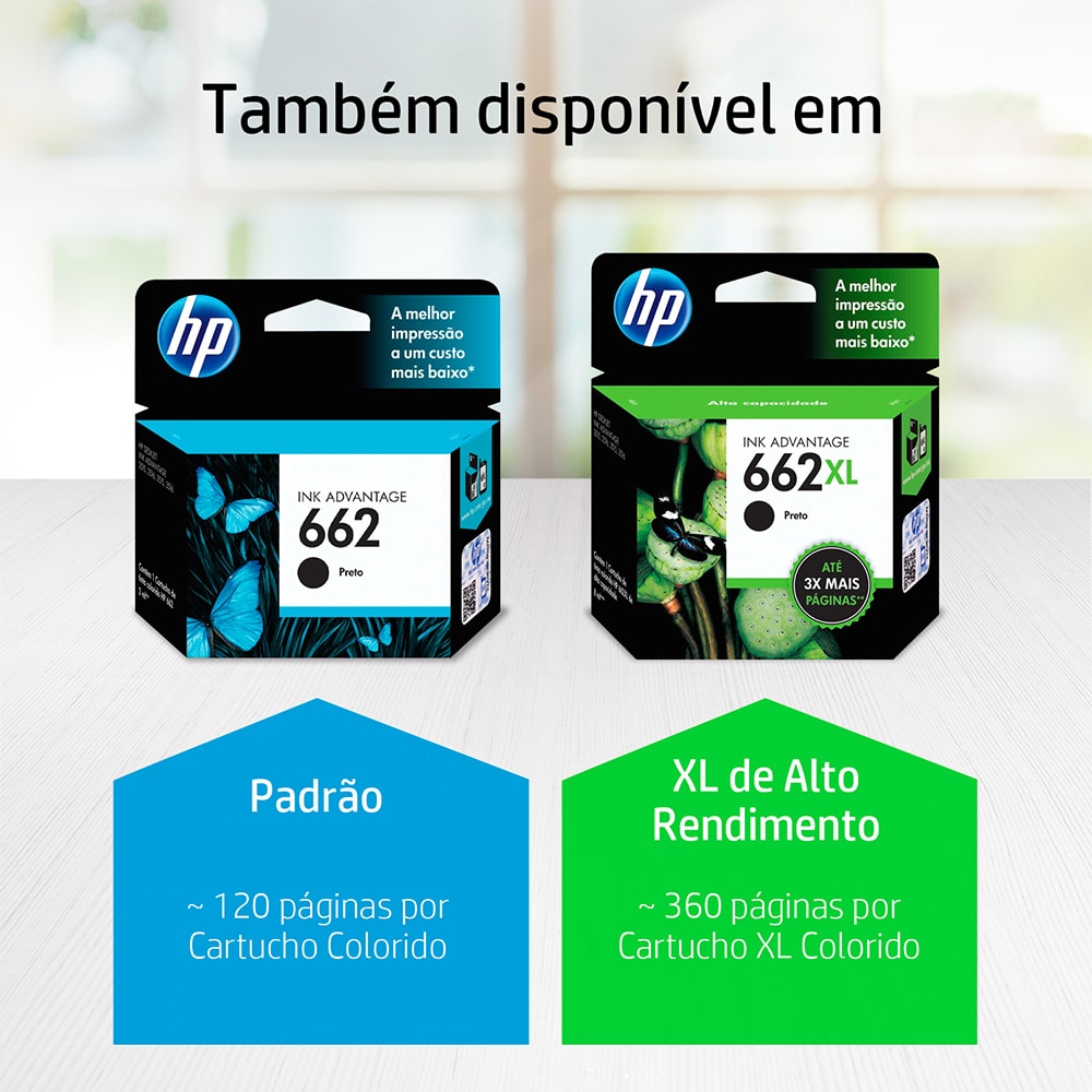 Cartucho de Tinta HP 662XL Preto de Alto Rendimento Advantage Original 6.5ml