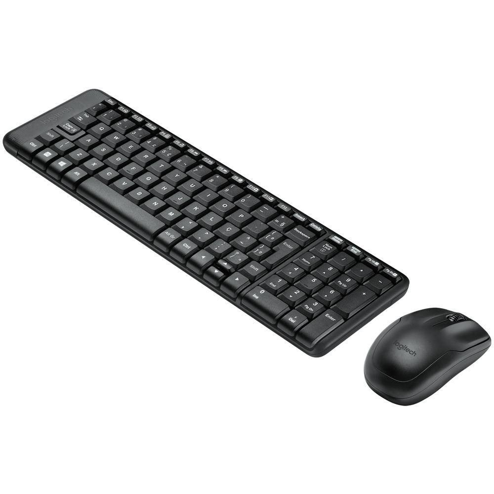 Teclado e Mouse sem Fio Logitech MK220, Compacto, Conexão USB, Pilhas Inclusas, ABNT 2, Preto
