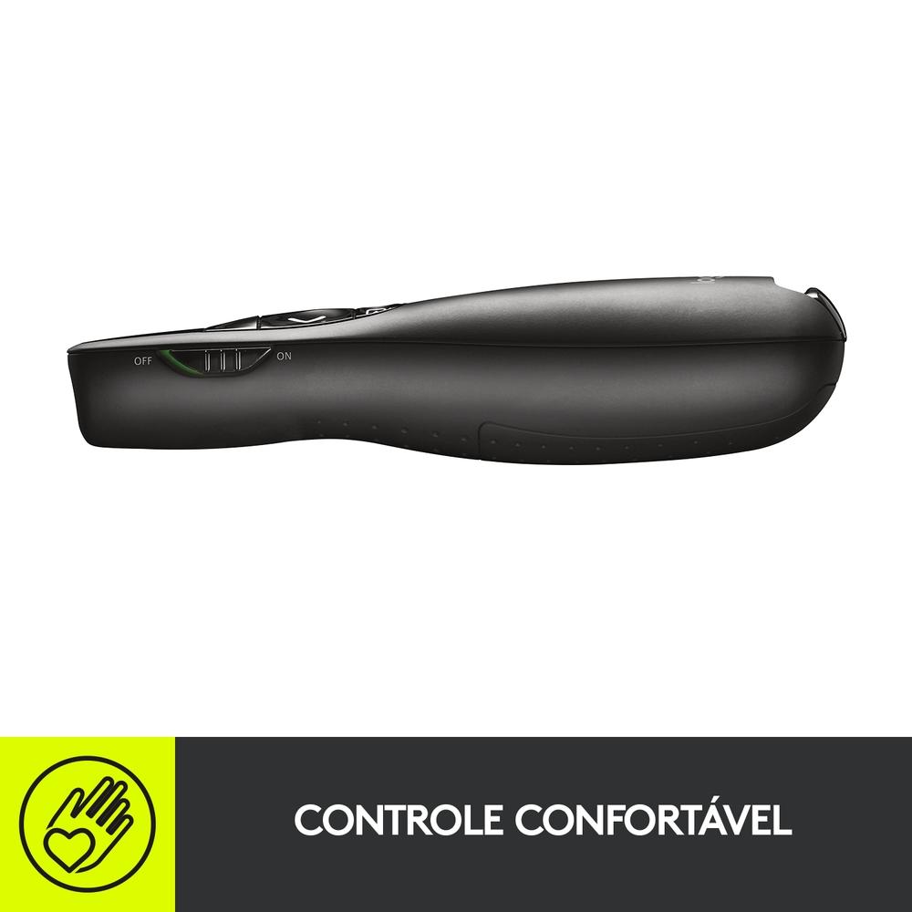 Apresentador sem Fio Logitech R400 com Laser Pointer Vermelho, Conexão USB e Pilha Inclusa