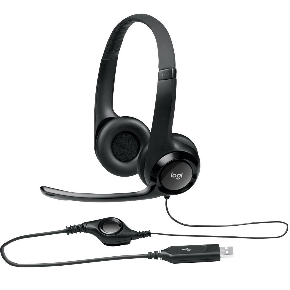 Headset com Fio USB Logitech H390 com Controle de Áudio e Reduçao de Ruído - Preto