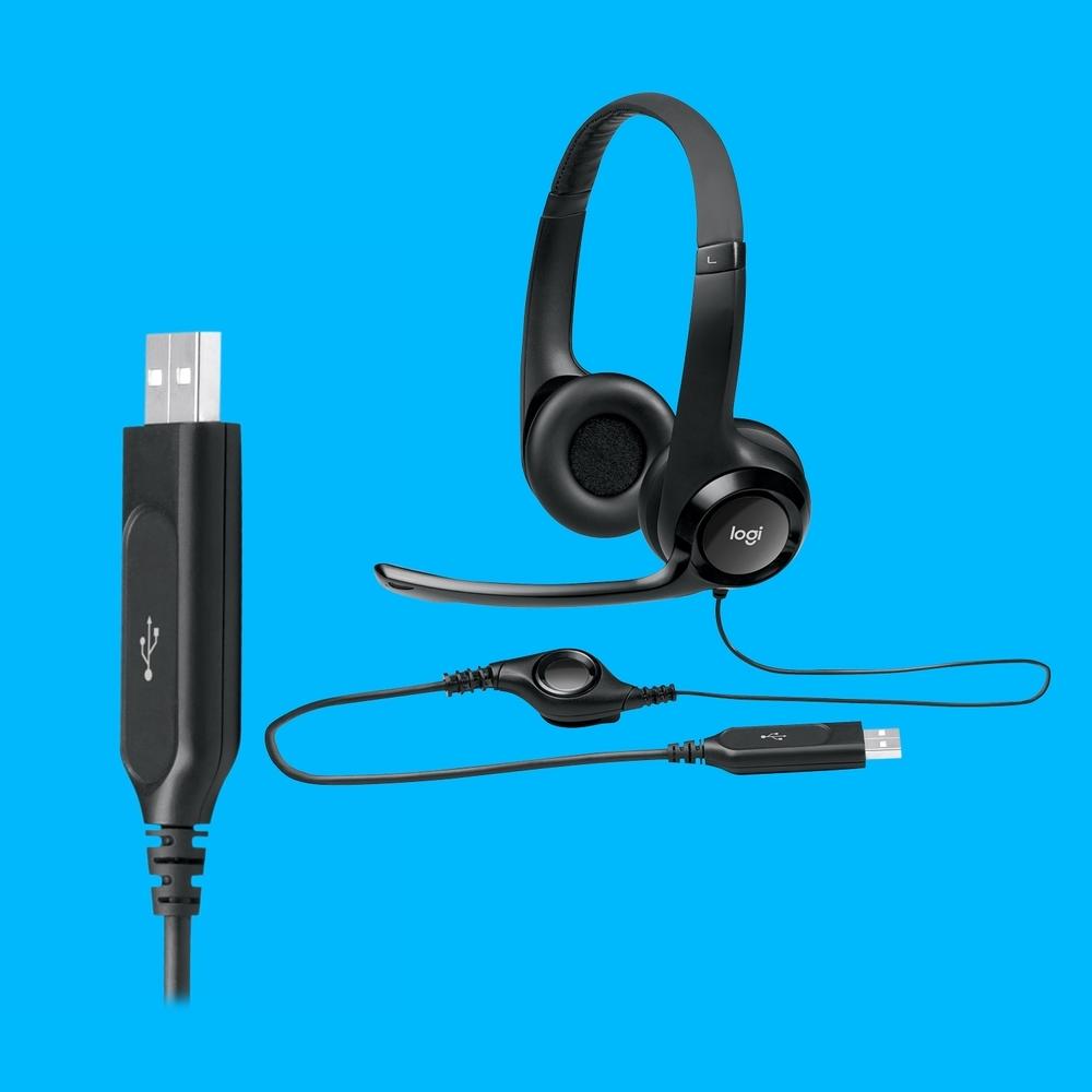 Headset com Fio USB Logitech H390 com Controle de Áudio e Reduçao de Ruído - Preto
