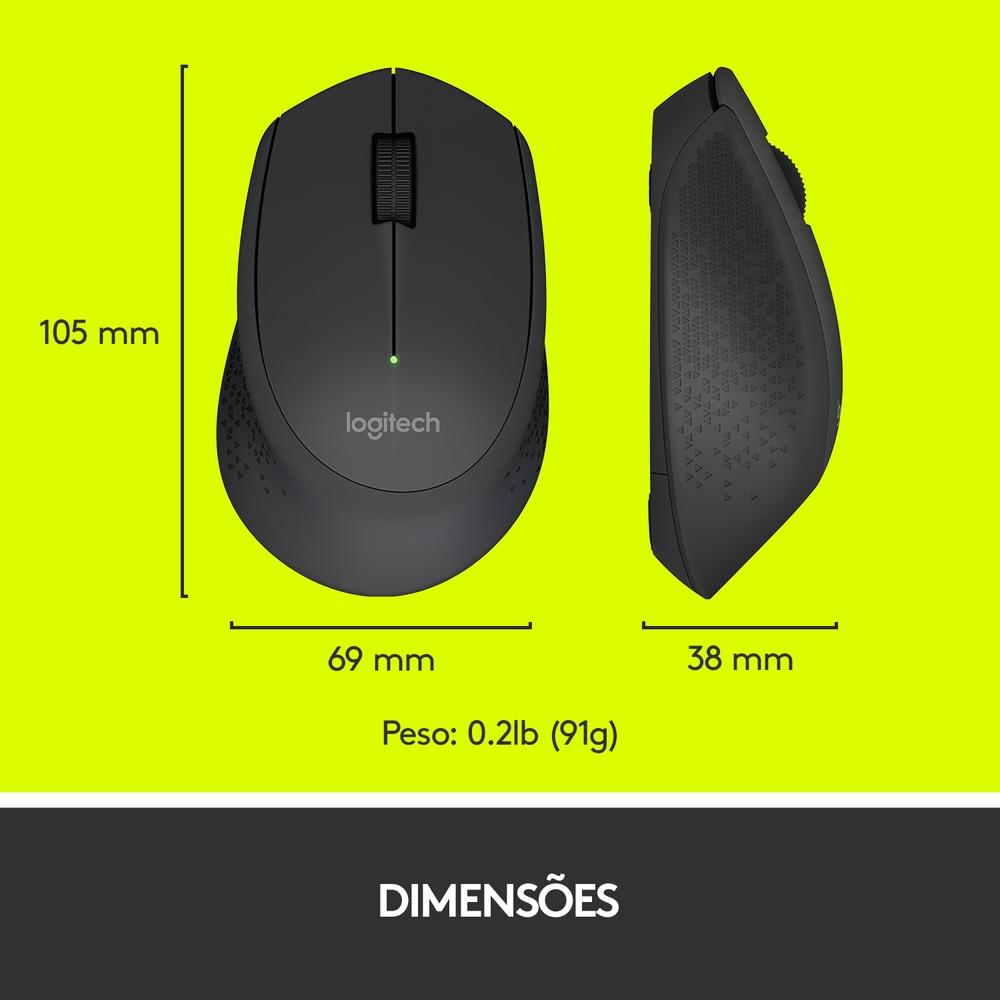 Mouse sem Fio Logitech M280 com Conexão USB e Pilha Inclusa, Preto - 910-004284