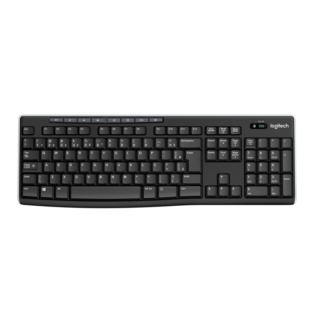 Teclado sem Fio Logitech K270, Teclas de Mídia de Fácil Acesso, Conexão USB, Pilhas Inclusas, ABNT2
