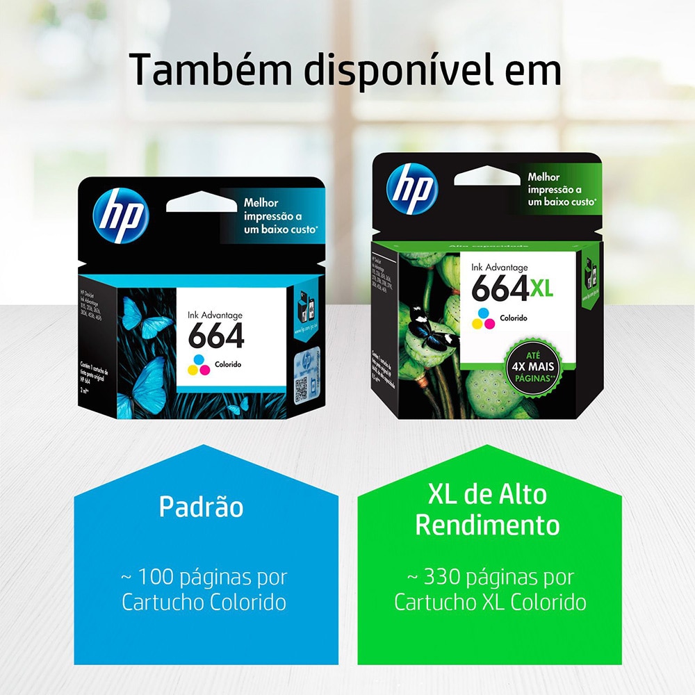 Cartucho de Tinta HP 664 Colorido Advantage Original 2ml
