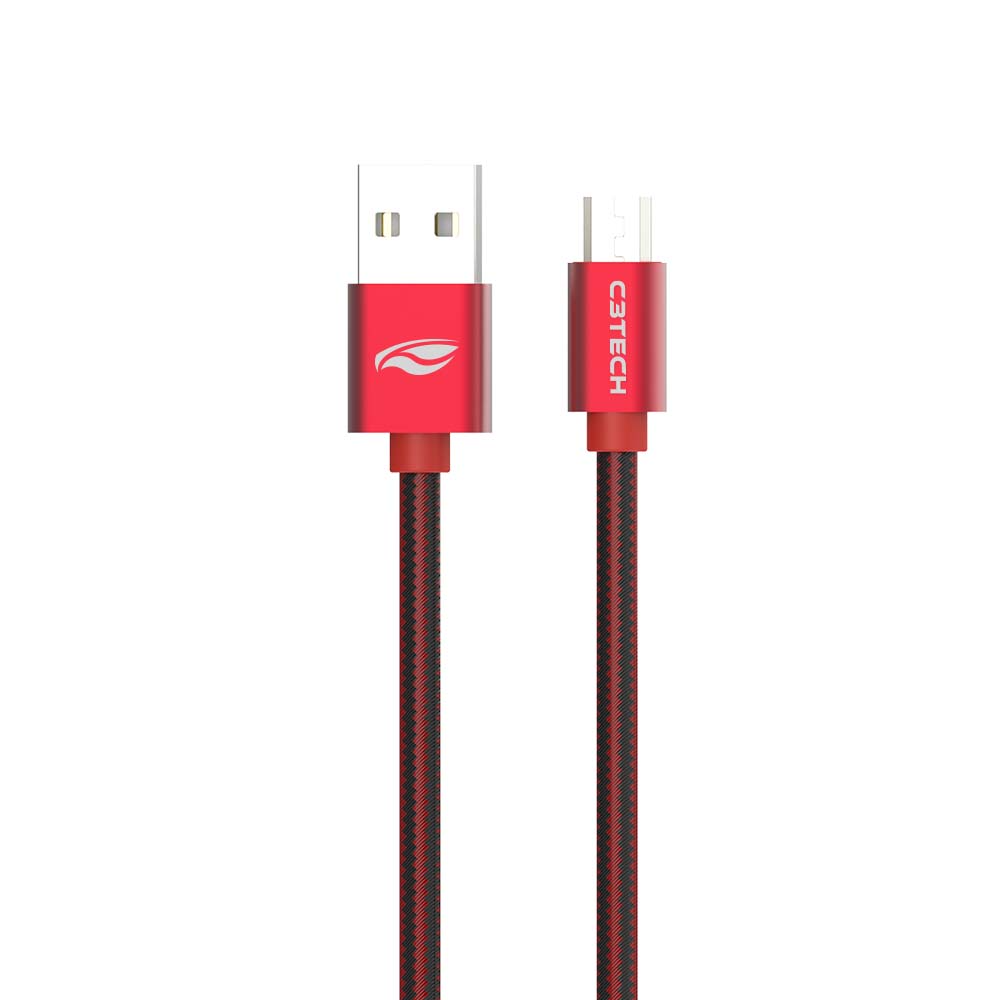 Cabo USB-Micro USB 2,0 a 2m Vermelho - C3Tech