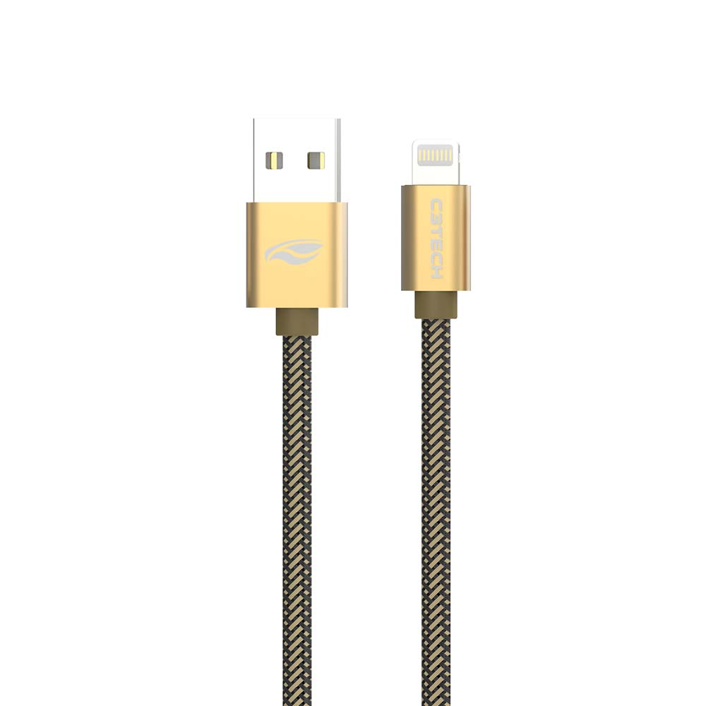 Cabo USB-Lightning 2,0 a 2m Dourado - C3Tech