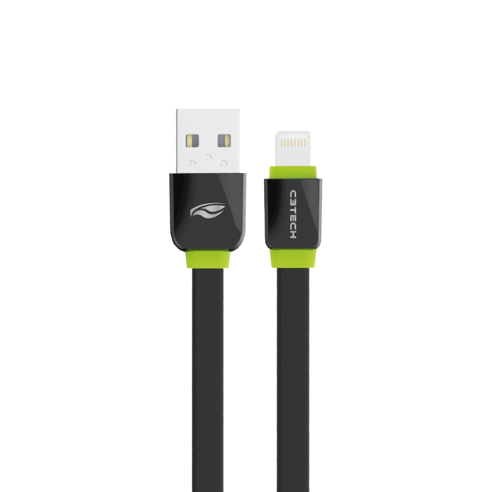 Cabo USB-Lightning 2,0 a 1m Preto - C3Tech